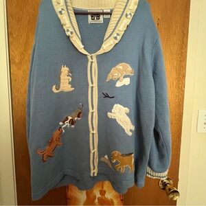 VINTAGE DOG CARDIGAN SWEATER